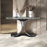 Armoire d'entrée simple moderne Table console murale en marbre de luxe italien Nouvelle table console en acier inoxydable Chinoiserie