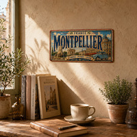 Letrero Metálico Vintage de Matrícula de Montpellier, Francia, Letrero Rústico de Metal, Decoración de Pared para Cafetería, Villa, Estilo Antiguo