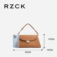 RZCK tas tangan kulit asli untuk wanita, tas tangan klasik, tas tangan kulit asli, Lychee, mewah, gaya Oriental, untuk wanita