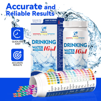 Kits de test d'eau faciles à utiliser, bandelettes de test d'eau potable 16 en 1 pour aquarium, piscine, spa, puits et contrôle de l'eau du robinet