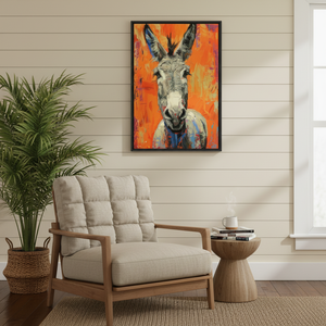 Vibrant Rustic Donkey Canvas Print for Whimsical Home Decor,<b>BLACK</b> <b>FRAMED</b> CANVAS - Product Image 3