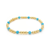 Style Européen Américain 5mm Face Turquoise Perlé 18K Or Perles pour Bracelet À La Main Croix DIY Bracelet Perlé pour Femme Fille
