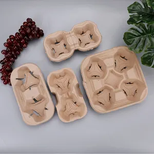 Customized molded pulp coffee tray cup holder biodegradable holder trays machine production line with nice performance