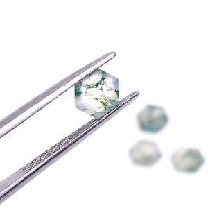 Ágata musgosa natural hexagonal con corte escalonado de 6x6x3mm, piedra preciosa suelta para la fabricación de joyas - Product Image 3