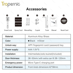 Tropernic <strong>Key</strong> European Door Euro Profile <strong>Lock</strong> Cylinder TTlock Rim <strong>Lock</strong> Cylinder Double Cylinder Main Gate <strong>Lock</strong> - Product Image 6