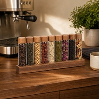 Conteneur à grains de café avec base en bois massif de noyer, conteneur de stockage de café pour la cuisine à domicile, taille et couleur personnalisées