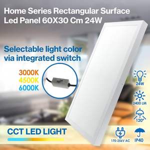Panel <span class=keywords><strong>LED</strong></span> de Superficie Ledme, 60x30 cm, 24 W, Color Blanco Frío Neutro (CCT), 2400 Lúmenes, Controlador de Aluminio y Plástico - Product Image 2