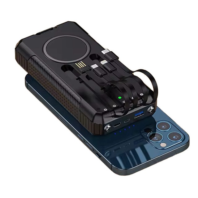Wholesale 20000mAh Portable Solar Power Bank High Capacity Phone Charger with LED Display and Wireless Charging Cable