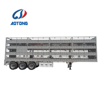 Remorque à bétail en acier, camion à 3 essieux, transporteur de moutons et de bovins avec clôture, semi-remorque pour le transport d'animaux