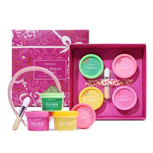 Conjunto de máscara de arcilla Berenjena Rosa Matcha Cúrcuma Piel Reafirmante Cara Limpiar Espinillas Máscara de arcilla Conjuntos de regalo