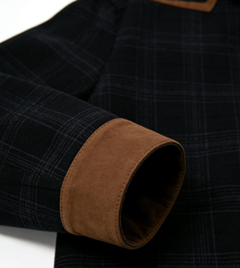 Vestes zippées pour hommes personnalisées à manches longues en tissu écossais avec doublure matelassée, logo brodé et poches, chaudes pour l'hiver - Product Image 3