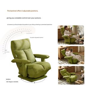 Canapé rotatif pliable en tissu de lin Kino Slub, ergonomique, pour s'asseoir, se coucher et dormir, salon, chambre à coucher, confortable, élégant, vert - Product Image 2