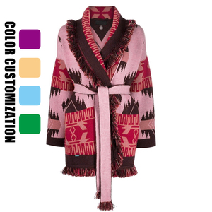 Áo len cardigan dệt kim tùy chỉnh họa tiết nhiều màu sắc cho nữ, áo len lông cừu, áo len lông xù tùy chỉnh - Product Image 2