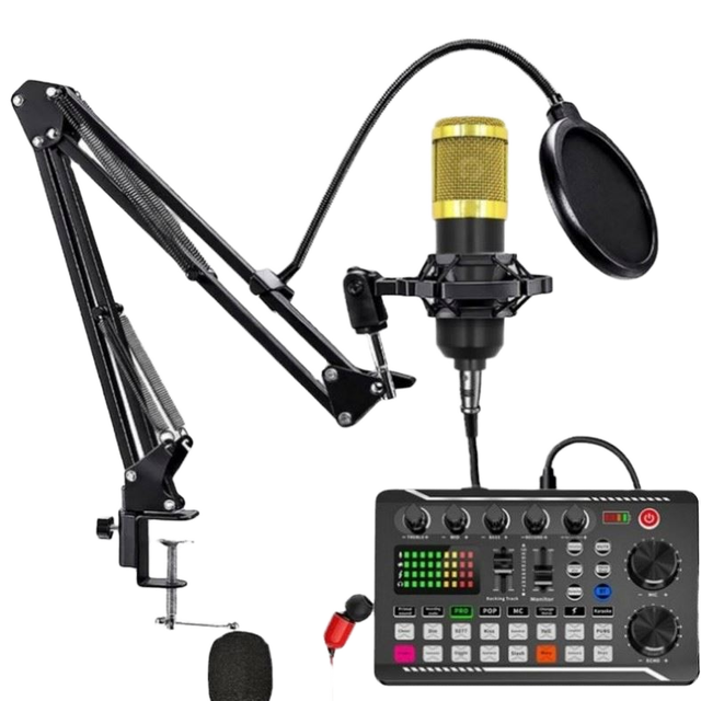 Customized F998 Sound Card BM800 Condenser Microphone Set New Full Studio Recording Podcast Equipment Type C Wired Metal Plastic