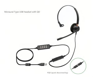 Auriculares USB para Call Center con Control de Volumen y Silenciador Integrados, Opción QD para Oficina y Negocios, Venta al Por Mayor de Fábrica - Product Image 3