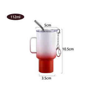 Mini vaso de chupito de doble pared de acero inoxidable de 4oz, color degradado, vaso de chupito con asa y tapa, Pajita con llavero - Product Image 2