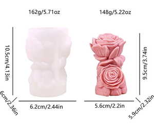 Neue Ideen Blütenblattförmige Aromatherapie-Kerzenform aus Silikongel, Rosenförmige DIY Valentinstag Handarbeit Räucherstäbchen-Diffusor - Product Image 6