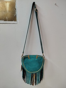 Bolso Bandolera Bohemio para Mujer, Forma de Media Luna, Bordado con Flecos, Patrón Geométrico, Cierre de Solapa, Bolso de Mano para Uso Diario, Bolsos de Moda - Product Image 6