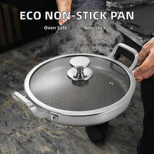 Poêle de Chef Écologique en Acier Inoxydable Antiadhésive pour Cuisinières à Gaz et à Induction, Poignée en Cuivre pour Omelettes, Steaks et Crêpes - Product Image 2