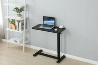 Bureau debout mobile à hauteur de ressort à gaz 90 inclinable et rangable pour ordinateur portable pliable avec roues cachées