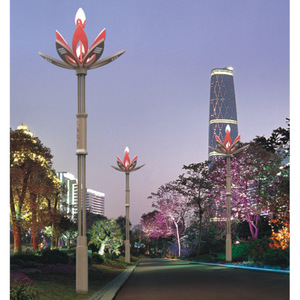 โคมไฟ LED กลางแจ้งแบบจีนรูปดอกแมกโนเลีย เสาสูง 5-12 เมตร มาตรฐาน IP65 รับประกัน 10 ปี พร้อมเซ็นเซอร์ตรวจจับความเคลื่อนไหว สำหรับไฟถนนในเขตเทศบาล - Product Image 4
