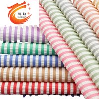 Tissu popeline crêpe rayé en polyester écologique teint en fil pour vêtements de garçons et de filles
