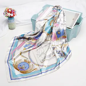 2021 High Quality 90*90CM Fade Silk Printing Turkish Wholesale Scarves China