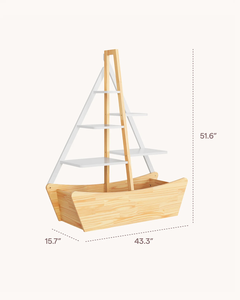 Estante Flotante de Madera para Cuarto de Bebé, Estilo Náutico, de Pino Macizo, para Almacenamiento y Exhibición de Juguetes - Product Image 3