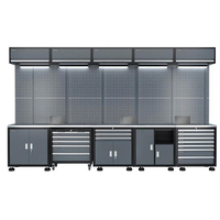 Système d'armoire à outils combinée, table en acier inoxydable, établi en métal, banc à outils, poste de travail de garage, armoire
