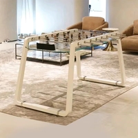 Table de baby-foot CS F08 Deluxe haut de gamme en bois massif avec cadre métallique et verre cristal, couleur et logo personnalisables, autoportante et multifonctionnelle