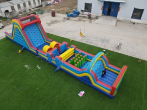 Pista de Obstáculos Inflable de PVC de 0.55mm de Alta Resistencia con Tobogán, Muro de Escalada y Carrera de Desafío Extremo para Alquiler en Fiestas al Aire Libre - Product Image 4