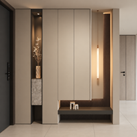 Organisateur d'entrée minimaliste, armoire à chaussures sur mesure avec banc de rangement gain de place et présentoir ouvert pour hall d'appartement