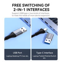 Adaptateur USB C USB 3.0 vers Gigabit Ethernet Veggieg 2 en 1 avec hub USB 3.0 3 ports, carte réseau LAN 1000 Mbps, alliage d'aluminium