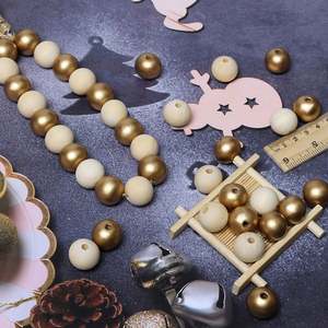 ลูกปัดสเปเซอร์หลวมทำจากไม้สีทอง16มม. 100ชิ้นมีรู4มม. สำหรับเครื่องประดับ/มาลัยทำของตกแต่งบ้าน - Product Image 5