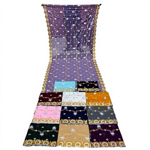 A.K.TRENDY COLLECTION Muslim Women Somali Stone Work <b>Embroidered</b> Chiffon Dupatta Garbasar Scarf Floral Solid Pattern Winter Wear - Product Image 2