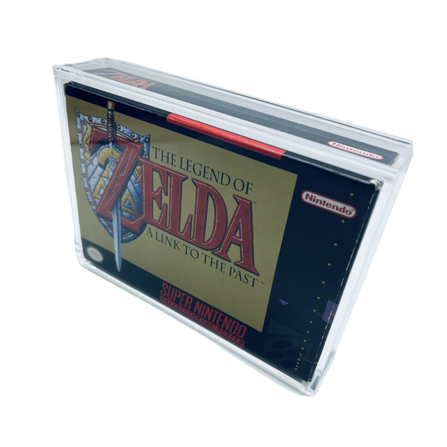Mingshi   UV PROTECTED Acrylic Display Case With  Magnetic Lid Removable Feet for N64 SUPER NINTENDO