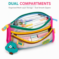 Étui à crayons transparent avec fermeture éclair, pochette à crayons, sac de papeterie, trousse à cosmétiques pour les élèves, vente en gros