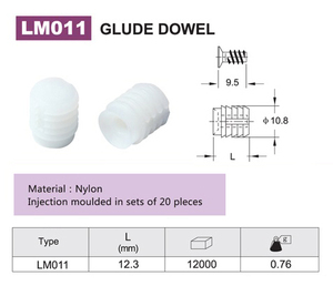Taco de plástico transparente LM011 Glude, pasador para muebles - Product Image 2