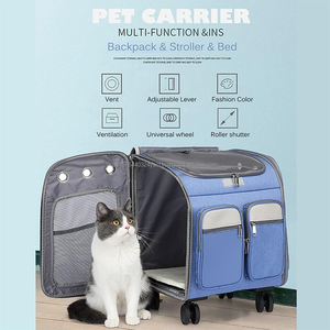 Sac de transport pour chat avec roulettes, poussette pour animaux de compagnie, sac à dos de voyage pour petits chiens, chats, chiots, roulettes amovibles - Product Image 5