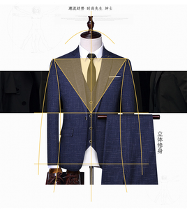 Costume trois pièces bleu marine à carreaux pour homme, blazer sur mesure, gilet ajusté, pantalon formel, tenue d'affaires - Product Image 5