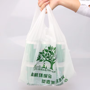 Bolsa de Camiseta Blanca con Logotipo Personalizado, Bolsa de Compras Reutilizable y Desechable para <span class=keywords><strong>Supermercado</strong></span> con Asa - Product Image 5
