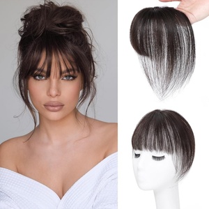 Perruque en cheveux humains tissée à la main 5x7, style français, avec frange, qui peut couvrir la ligne des cheveux, en cheveux synthétiques - Product Image 4