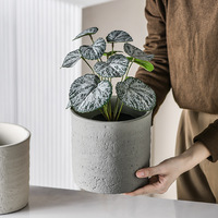 Pot de Plante Carré Intérieur/Extérieur AI avec Accents Peints Uniques Gris et Blanc, Pots en Ciment de 5,5 Pouces pour Toutes les Plantes d'Intérieur