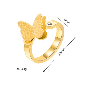 Hot Bán Không-Phai 18K Vàng Mạ Titan Thép Mờ Ba Chiều Bướm Thiết Kế Đơn Giản Mở Vòng Cho Phụ Nữ - Product Image 2