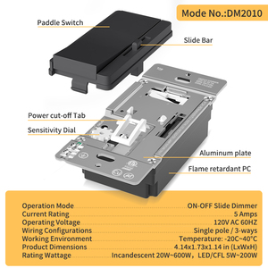 Cách duy nhất <span class=keywords><strong>Dimmer</strong></span> chuyển đổi chúng tôi 120V Tương thích với Dimmable <span class=keywords><strong>LED</strong></span> dễ dàng cài đặt tường ánh sáng mờ công tắc điều khiển - Product Image 3