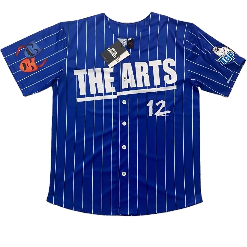 Wholesale Custom Heat-transfer Printing Striped Baseball Jersey Outdoor Baseball Uniform Short Sleeve T Shirt