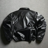 Chaqueta de Cuero Personalizada, Estilo Urbano, Chaqueta Bomber de Cuero Vintage, Cortavientos, Chaqueta de Cuero Corta y Holgada para Hombre