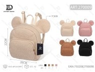 Zaino in Pile da Donna di Media Capacità, Forma Rotonda, per Tutte le Stagioni, Uso Quotidiano, con Tracolla e Chiusura a Cerniera, Motivo Tinta Unita - Product Image 1