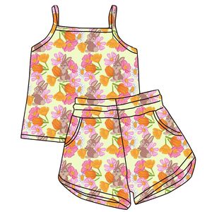 Conjunto de Tirantes Casuales sin Mangas para Bebés Niñas, de Bambú/Algodón Orgánico, OEM/ODM, con Estampado Personalizado, Gran Venta - Product Image 5