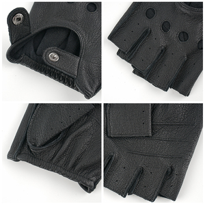 Black Brown <strong>Yellow</strong> Unlined Mens Half Finger <strong>Fingerless</strong> Driving <strong>Gloves</strong> Deerskin <strong>Leather</strong> <strong>Gloves</strong> for Men
